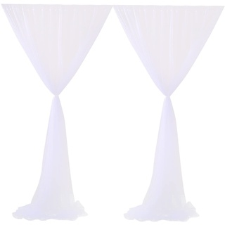 JYCRA Chiffon-Hintergrund, Vorhang, 1,5 x 3,5 m, Hochzeit, Chiffon, Tüll, Vorhänge, Hochzeitsbogen, durchscheinende Vorhänge (weiß)