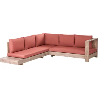 Beliani Garten Ecksofa 5-Sitzer Holz rot