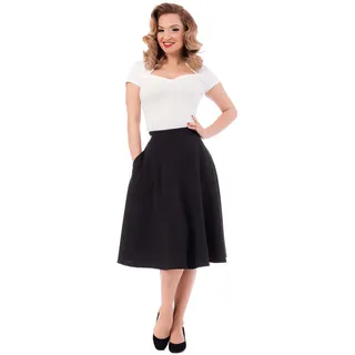 Steady Clothing Tellerrock Pocket High Waist Thrills Schwarz Vintage Swing Skirt Retro, Größe:L - L