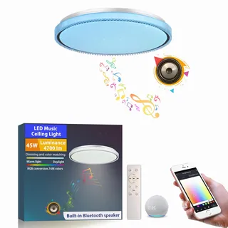 chysongoods 40CM BZ LED-Musik-Deckenleuchte, kompatibel mit Alexa, integrierter Bluetooth-Lautsprecher, RGB-Lichteffekt, dimmbar, wird mit Fernbedienung geliefert