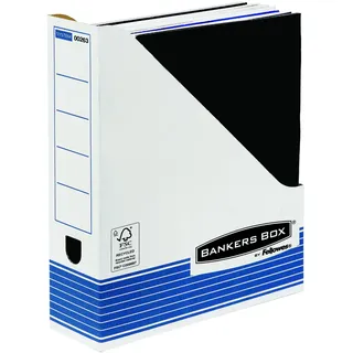 Bankers Box Archiv-Stehsammler Recycling-Karton weiß/blau , DIN A4