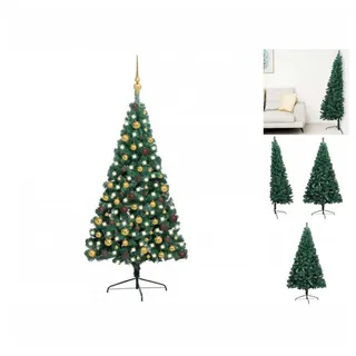 vidaXL Künstlicher Weihnachtsbaum Künstlicher Halber Weihnachtsbaum mit LEDs Schmuck Grün 210 cm grün
