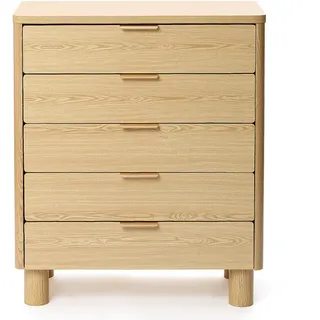 Hometopia Moderne, Gelb, Hellgelb, Holz, 5 Schubladen, 80x95x40 cm, Wohnzimmer, Kommoden & Sideboards, Kommoden
