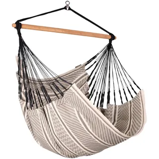 La Siesta Hängesessel Comfort Organic Cotton, Grau, Weiß, Holz, Textil, Bambus, 110x160x180 cm, Gartenmöbel, Hängesessel