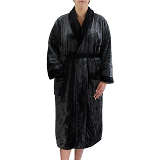 Gözze - Unisex Bademantel mit Schalkragen, Seiden-Feeling, 100% Mikrofaser, 330 g/m2, Größe XXL - Anthrazit - XXL