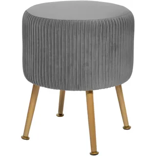 Atmosphera - Hocker Solaro grau aus plissiertem Samt créateur d'intérieur