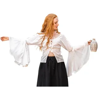 Leonardo Carbone Leonardo Carbone® Bluse Carmen | Trompetenärmel Mit Schnürung | Karneval, Halloween, Cosplay, LARP, Mittelalter, Kostüm, Tunika, Gothic, Renaissance | 100% Viskose Weiß 3XL - 3XL