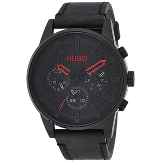 HUGO Multi Zifferblatt Quarz Uhr für Herren mit Schwarzes Lederarmband - 1530149
