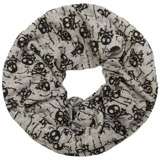 WANSSY® Loop-Schal Damen Rundschal Schlauch-Schal Feinstrick doppellagig warm kuschelig hochwertig mit Sterne Katze Totenkopf Eule Kette Muster (Totenkopf Grau) - Einheitsgröße