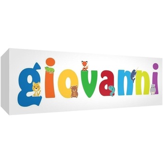 Little Helper Leinwand-Nursery mit Frontblende, Position personalisierbar mit Namen kinderleicht Giovanni 15 x 42 x 4 cm mehrfarbig