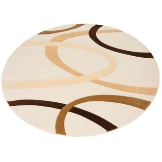 Teppich MY HOME "Bill" Teppiche Gr. L: 190 cm Ø 190 cm, 10 mm, 1 St., beige (natur) Esszimmerteppiche mit handgearbeitetem Konturenschnitt, Kurzflor, elegant, 3D-Design