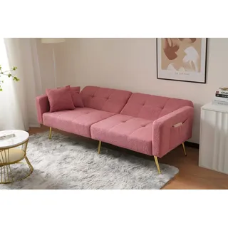 Merax Schlafsofa, mit Bettfunktion, Bettsofa, Klappsofa, Gästebett rosa
