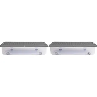 Ondis24 Unterbettbox Wäschebox Kleiderkiste Klamottenbox Schuhkiste Utensilienbox Rollerbox Aufbewahrungsbox 35 W (2 Stück, Grau)