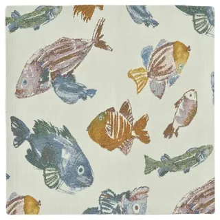 sander table + home Platzset Tischset Glup – Maritimer Jacquard Platzset mit Fischen beige