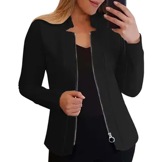 JIANROU Blazer Damen Lange Ärmel Jacke Revers Elegant Blazer,Blazer Schwarz Oversize Karierter Blazer Cardigan Mit Fell Strickjacke Lila Damen Tweed Jacke Blazer Mit Nadelstreifen - L