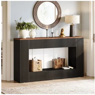 Tribesigns Konsolentisch 140 cm Flurtisch, Flur Möbel, Schmaler Sofatisch mit Lagerung schwarz