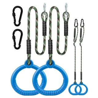 Turnringen Schaukel, Runde Turnringe mit Verstellbarer Schnalle, Blau | Kinder Schaukel Turnringe für Kinderzimmer Sprossenwand Spielplatz Ninja Hindernisparcours bis 363kg für Indoor Outdoor
