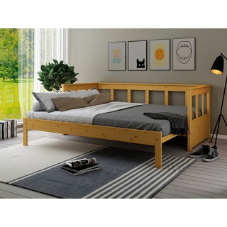 Home affaire Daybett "AIRA" skandinavisches Design, ideal fürs Jugend- oder Gästezimmer, Gästebett, mit ausziehbarer Liegefläche, zertifiziertes Massivholz beige