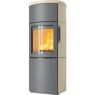 Kaminofen Hark 44-5.5 GT ECOplus RUA 5 kW - Ofenkacheln: quarz-weiß - Korpus: titan
