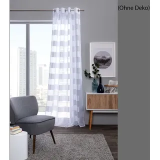 Ösenschal Ella (245x135 cm), Weiß, Streifen, Transparent, Gardine, Ösenvorhang