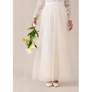 Maxirock BONPRIX, Damen, Gr. 44, beige (weiß, champagner), Obermaterial: 100% Polyester. Einsatz: 100% Polyester. Futter: 100% Polyester, festlich, ausgestellt, Röcke Maxirock, mit zarter Tüllschicht, ausgestellte Passform, aus leichtem Polyester