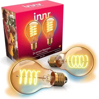 Innr Zigbee E27 Smart Lampe, funktioniert mit Hue* (Bridge erforderlich), Filament LED Glühbirne, Warmweiß bis Kaltweiß, Dimmbar, 610lm, 2-Pack