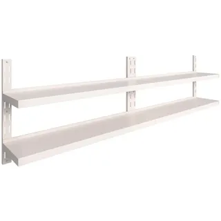 furnicato Wandregal Schweberegale mit 2 Böden 2 Stk. Edelstahl 300x30 cm, 1-tlg. grau