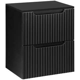 Lomadox Waschbeckenschrank NEWPORT-56-BLACK 50 cm Waschtisch-Unterschrank 40 cm tief Badschrank schwarz 2 Auszüge