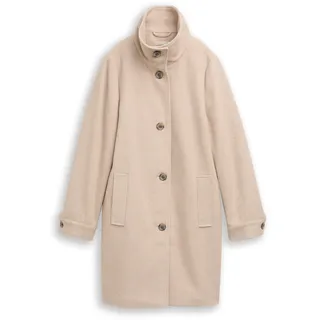 Tom Tailor Damen Wollmantel mit Stehkragen, braun, Fischgrät, Gr. L