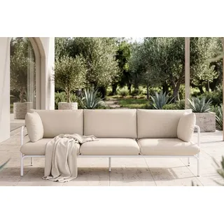KONSIMO® Loungesofa RAMBE Sofa 3-Personen, Superrobuste Bezugsstoffe, Gartensofa, lackierter Stahlrahmen, hergestellt in der EU weiß 225 cm x 80 cm x 80 cm