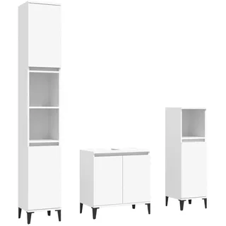 vidaXL 3-tlg. Badmöbel-Set Weiß Holzwerkstoff Modell 20