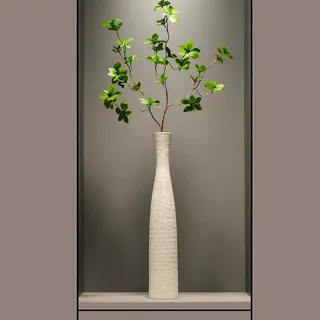 Weiße Keramikvase, 51,8 cm hohe Bodenvase, moderne rustikale dekorative Blumenvase für Zweige und Trockenblumen, Heimdekoration, Wohnzimmer, Schlafzimmer (Beige Weiß)