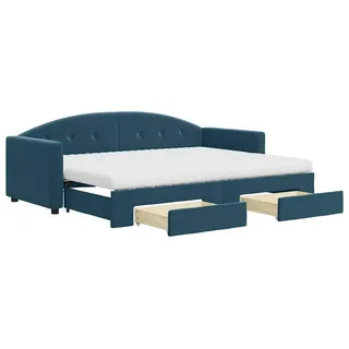 vidaXL Bett Tagesbett Ausziehbar mit Schubladen Blau 80x200 cm Samt blau