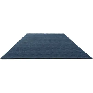 Wollteppich MORGENLAND "GABBEH FEIN UNI" Teppiche Gr. B/L: 140 cm x 200 cm, 18 mm, 1 St., blau Gabbeh-Teppiche reine Schurwolle, uni, Wohnzimmer