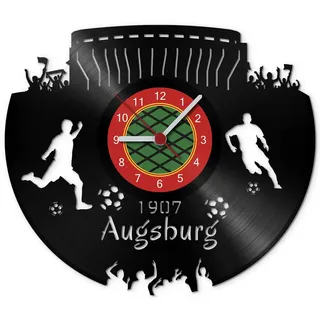 GRAVURZEILE Schallplattenuhr Augsburg - 100% Vereinsliebe - Upcycling Design Wanduhr aus Vinyl Made in Germany