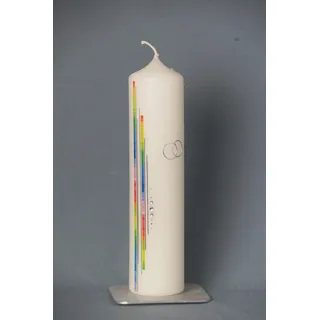 moderne Hochzeitskerze Regenbogen ; LGBT+ ; inkl. Beschriftung ! T-22