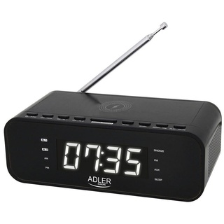 Adler Radiowecker AD 1192B mit kabellosem Ladegerät, digital, FM Radio, Bluetooth, schwarz schwarz