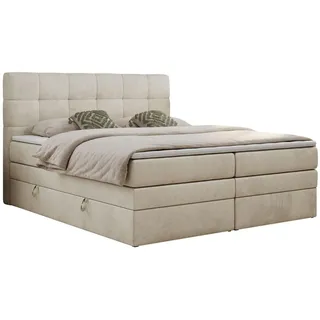 MKS Meble Boxspringbett Beige, Textil, 2-Sitzer, H3, Rechteckig, 180x200 cm, Schlafzimmer, Betten, Boxspringbetten