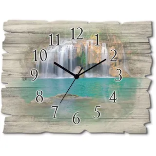 ARTland Wanduhr Wasserfall im Wald National Park 40,0 cm S6CI grün