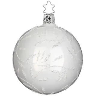 INGE-GLAS® Weihnachtsbaumkugel Christbaumkugel Freudentanz Ø 8cm Porzellanweiß opal Inge-Glas (1 St), mundgeblasen, handbemalt weiß
