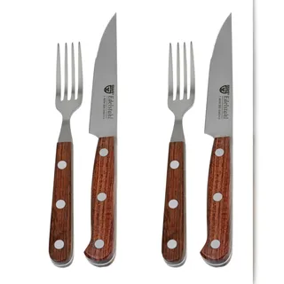 GRÄWE Steakbesteck 4-tlg. Messer und Gabel mit Palisander-Holzgriff