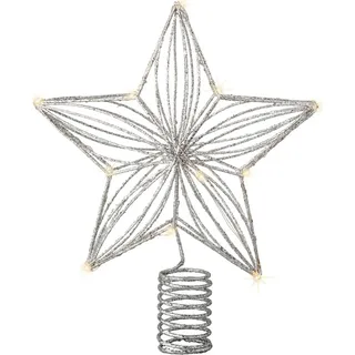 LED Baumspitze Weihnachtsbaumspitze Christbaumspitze Stern Draht Timer Batterie - Transparent