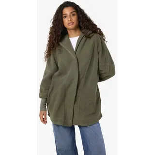 Noisy may Cardigan Teddyfleece Kapuze lockerer Schnitt für Damen (1-tlg) Normal Fit Langarm Einfarbig atmungsaktiv Knopf Casual-Style grün XS (34)