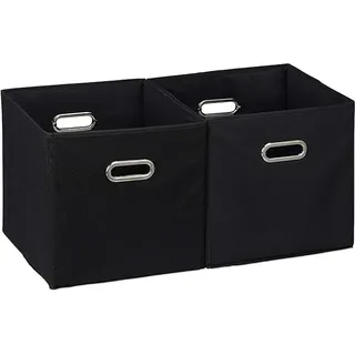 OKWISH 2er-Set Faltbox AufbewahrungsboxStoff Kiste Faltschachtel Regalbox Aufbewahrung Boxas 30x30x15cm Schwarz - Schwarz