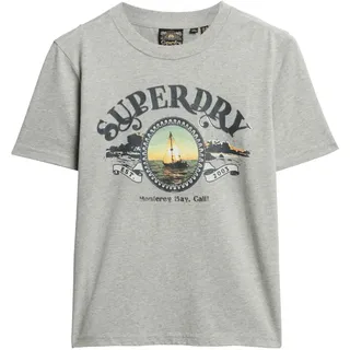 Superdry Damen Lässiges Travel Souvenir T-Shirt Bimsstein Beige Meliert 38 - 38