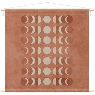 Bilderdepot24 Wandteppich modern Boho Vintage Spirituell braun, quadratisch, Höhe: 2.6 mm, großes Wandbild aus Natur-Baumwolle Wandbehang Stoffbild Tuch Wollseil beige|braun 90 cm x 90 cm x 2.6 mm