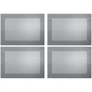 ASA Selection 78088076 Weboptik Tischset, 46 x 33 cm, Polychlorid, silber/schwarz (4er Pack)