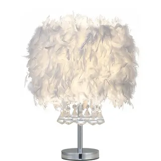 Home Nature Wohnkonzept Feder Tischlampe Hotel LED Nachttischlampe Kristall Schlafzimmer Tischleuchte romantisch warmweiß Licht
