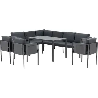 Gardissimo "Sorrent Dining Lounge mit Ecksofa - Esstisch, 3 Sesseln & Kissen - wetterfest bis 10 Personen - Bezüge waschbar - Gartenlounge