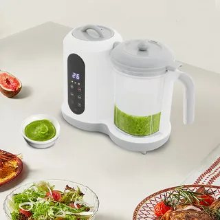 Babynahrungszubereiter mit Dampfkorb 450W, Dampfgarer, Mixer & Erhitzen in einem Gerät, 400ml Kapazität, abybrei Zubereiter mit Selbstreinigungsfunktion, für Gemüse Obst Fleisch